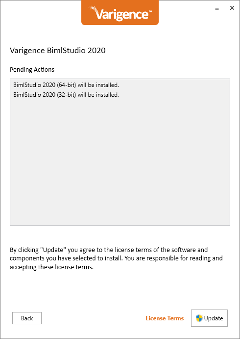 Accepting license terms
