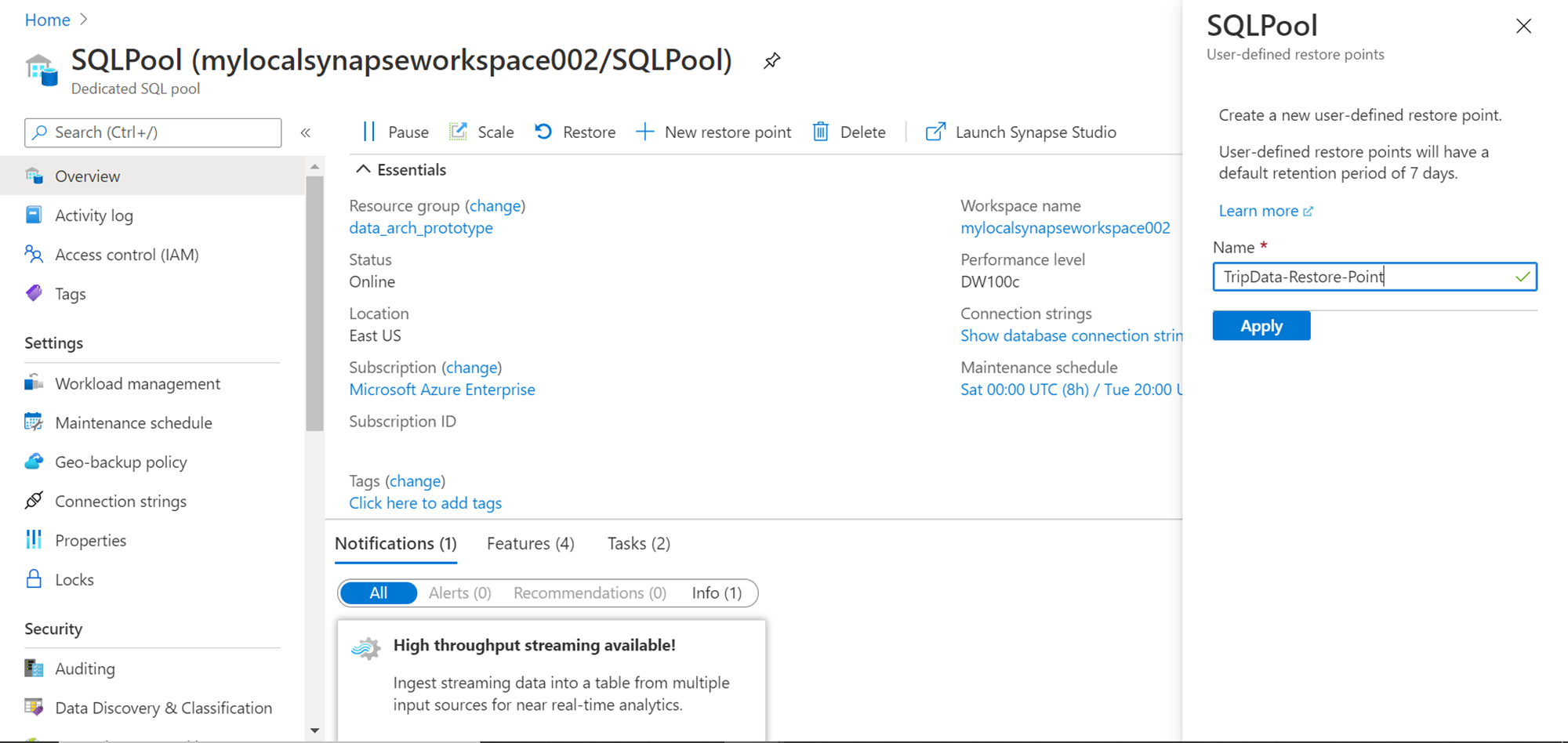 Restore Dedicated Sql Pools In Azure Synapse Analytic