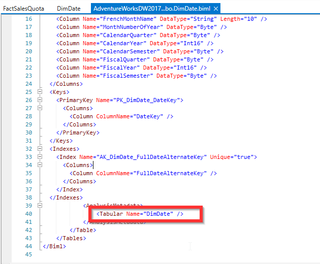 Empty tabular configuration