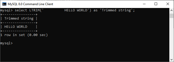 LTRIM  function example