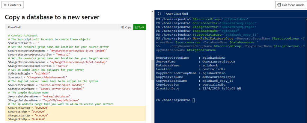Create a transactionally consistent copy of Azure SQL database
