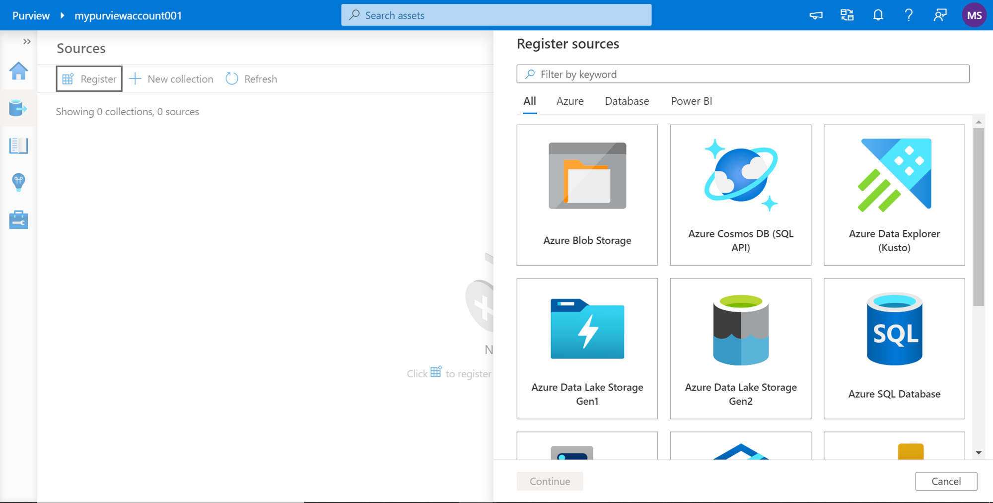 How to: Register and Scan Azure Blob Storage 