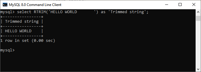 RTRIM  function example