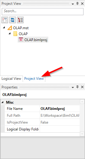 Switch to the project view