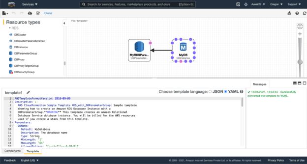 CloudFormation Template on AWS Console