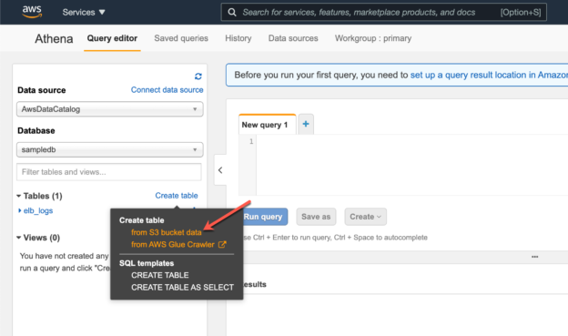 Creating a new table in AWS Athena