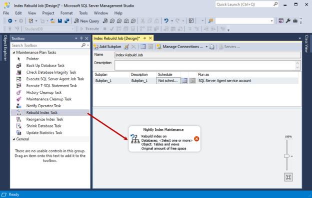 drag-drop index maintenance task