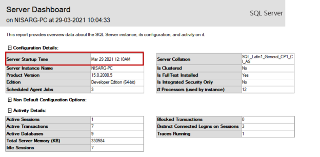 Glimpse of Server dashboard