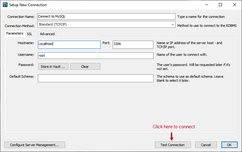 Setup New connection
