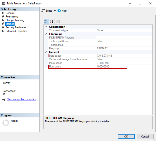 Size of a table in SQL Server