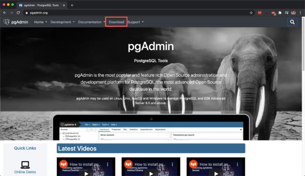 Installing the PostgreSQL management tool - PGAdmin