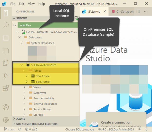 On-Premises SQL Database SQLDevArticles2021