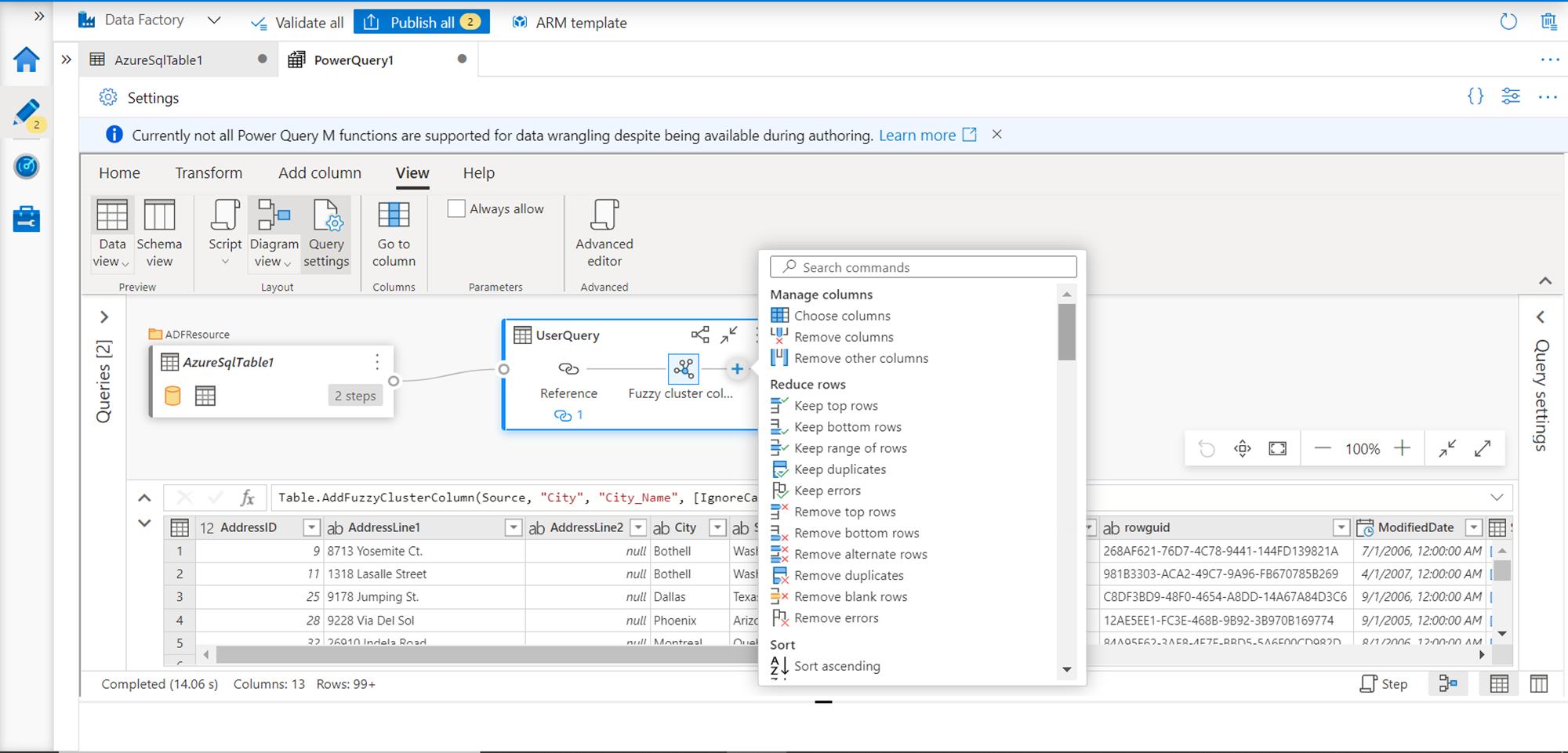Data Wrangling with Power Query in Azure Data Factory
