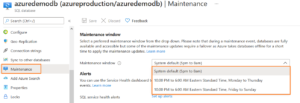 Azure SQL Database Maintenance Window