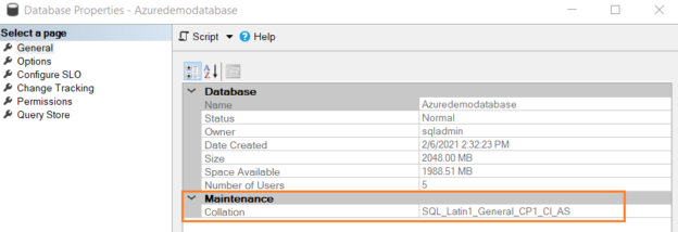 Check existing collation