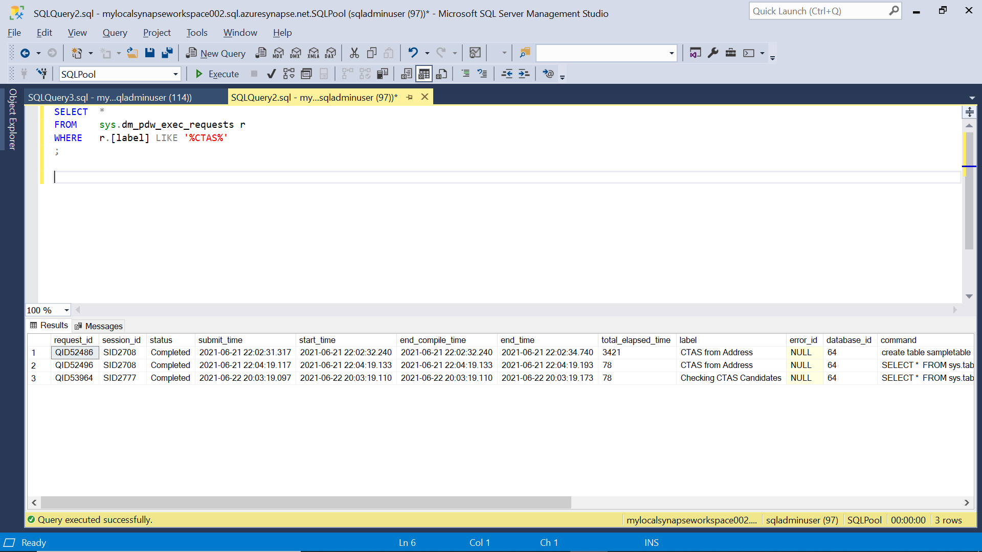Instrumenting queries in Azure Synapse Analytics