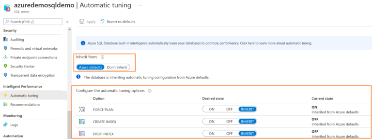 Automatic Index advisor in Azure SQL database