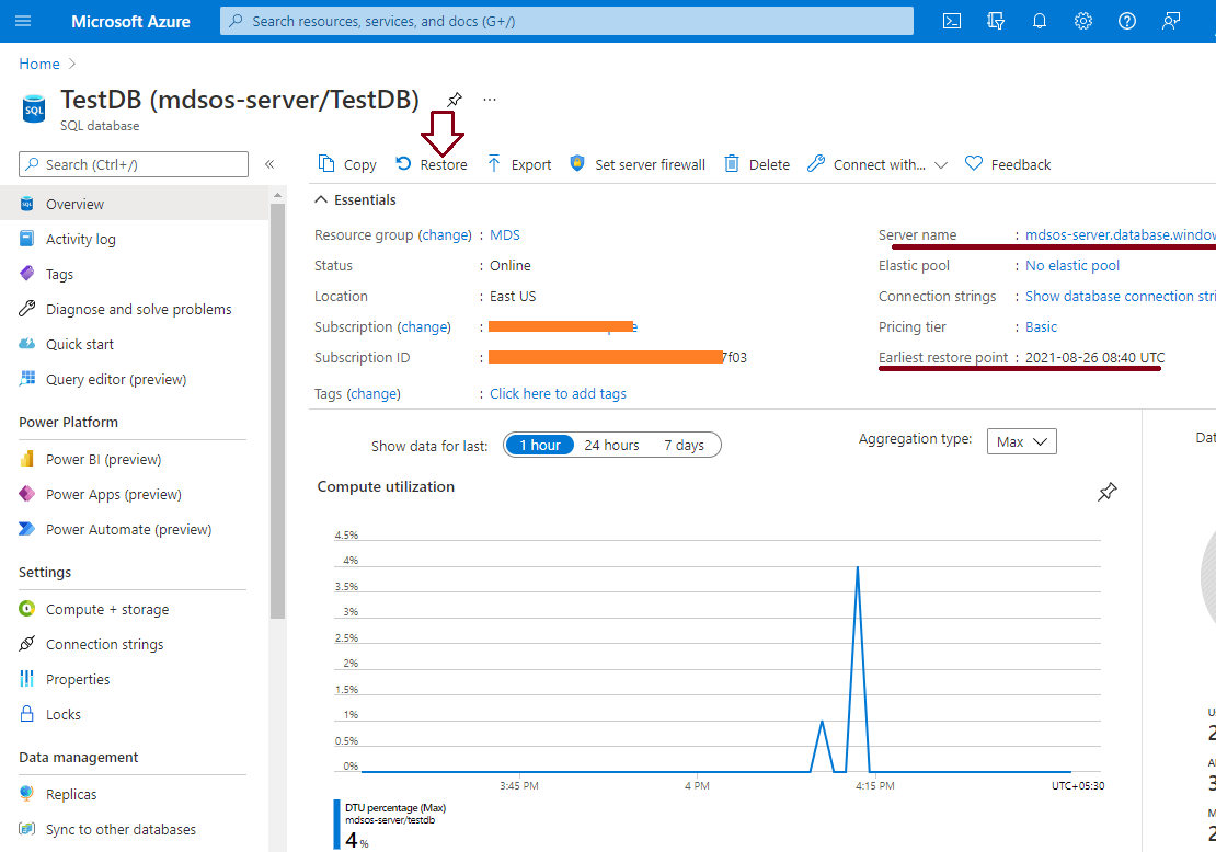 How To Restore An Azure SQL Database