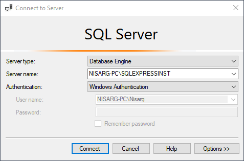 to and SQL Server 2016 express edition