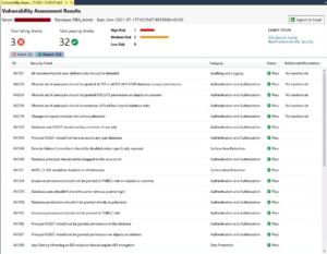 Database security testing using SQL Server Vulnerability Assessments