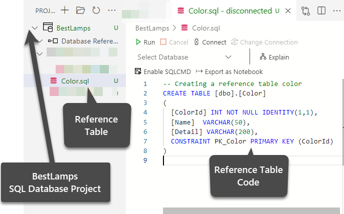 Color table showing up BestLamps SQL Database Project