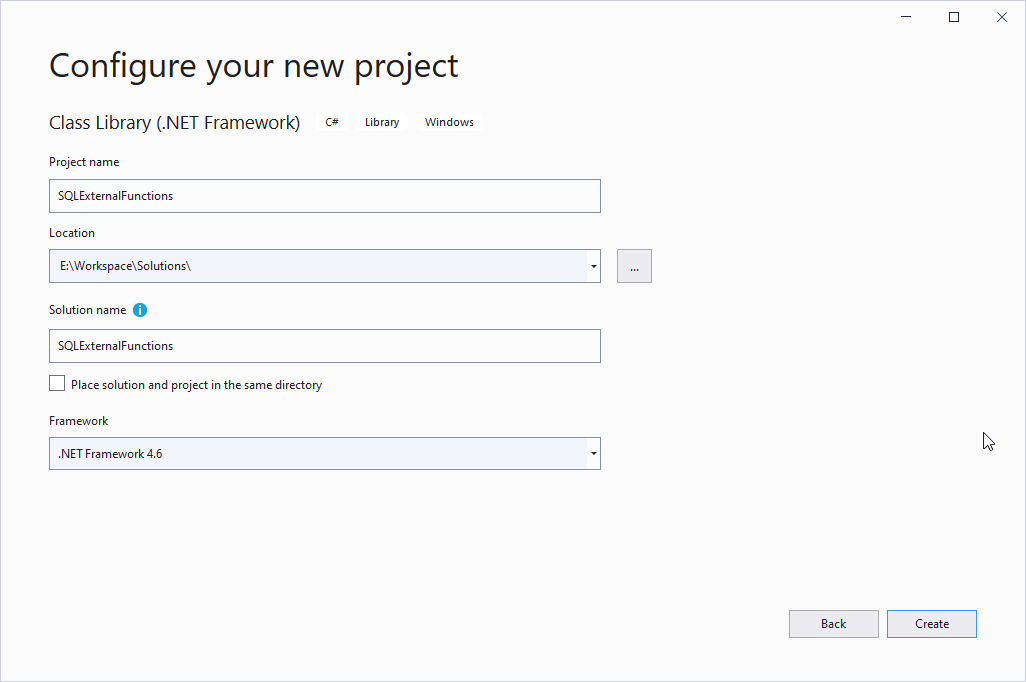 Configuring the project name and framework version