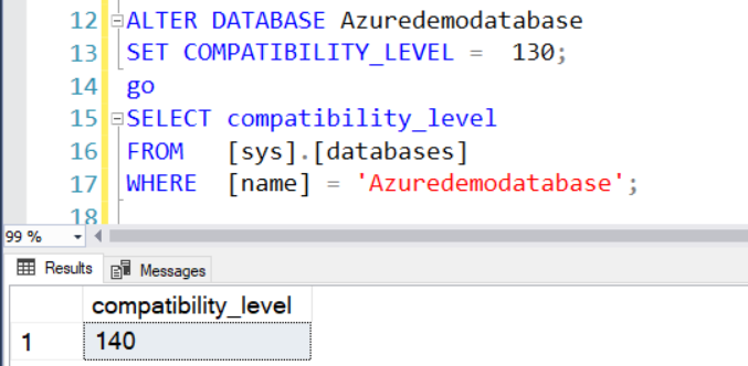 database compatibility level 