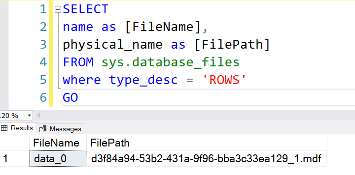 Location of DB files in Azure