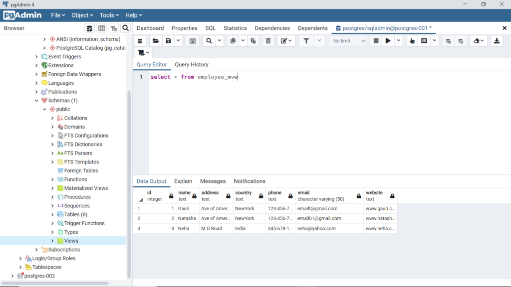Working with views in Azure Database for PostgreSQL