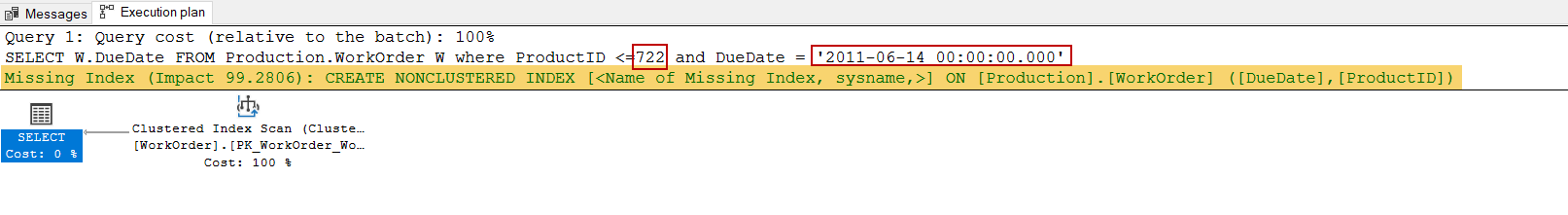 SQL Server and missing index in the execution plan