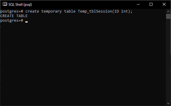 Create temp table