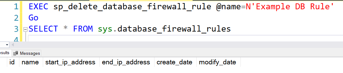 Delete a database firewall rule