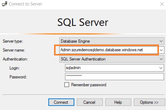 SSMS connection