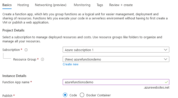 Subscription and instance details