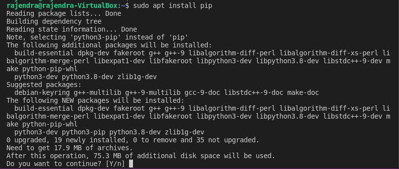 the pip utility installation