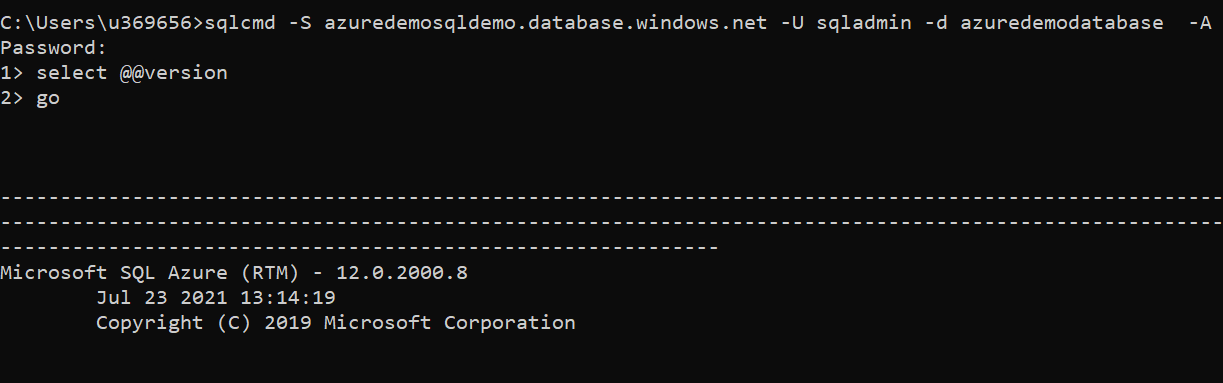 Verify SQL version