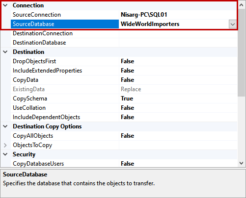 View Connection and Database