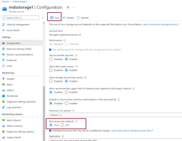 Change Access Tiers of a blob and Azure storage account