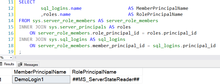 View built-in server roles
