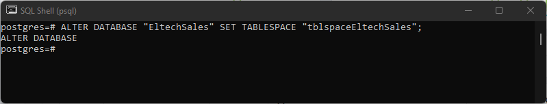 Change tablespace of postgresql database