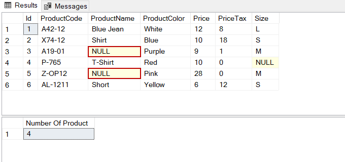 How to count NULL values