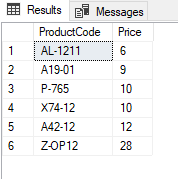 ORDER BY query result