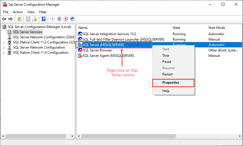 SQL Server configuration manager