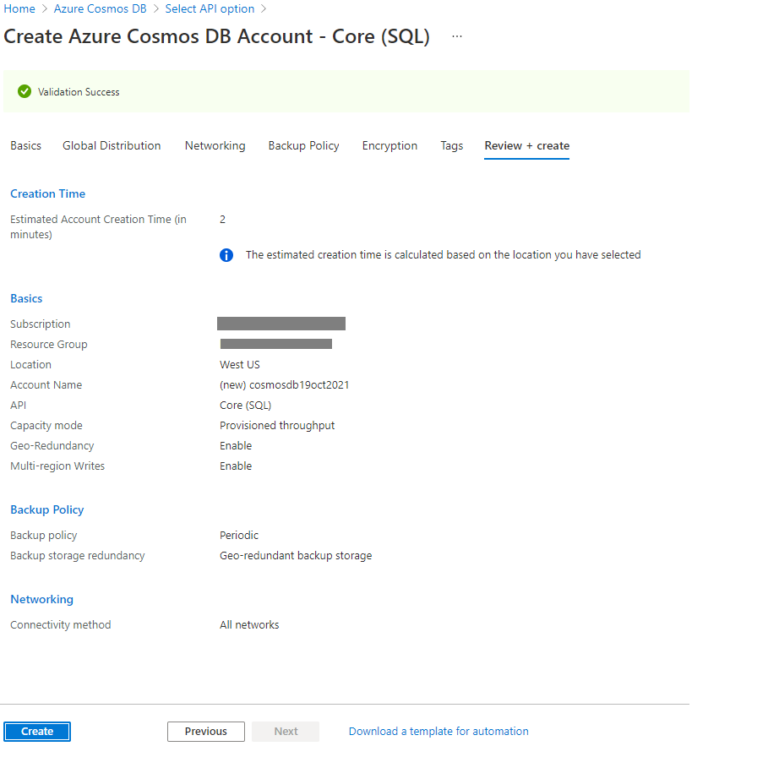 Understanding and creating Azure Cosmos DB accounts