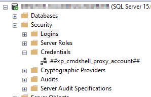 Credential created after the execution of sp_xp_cmdshell_proxy_account