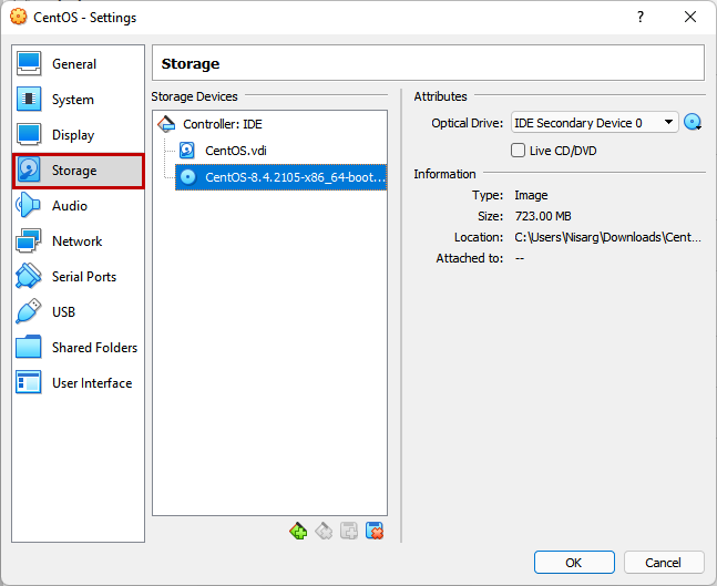 Disk image of CentOS