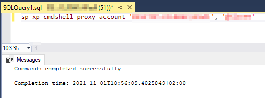 Executing the sp_xp_cmdshell_proxy_account stored procedure