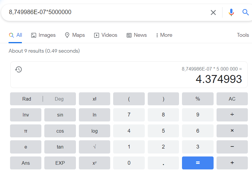 Google complex calculations