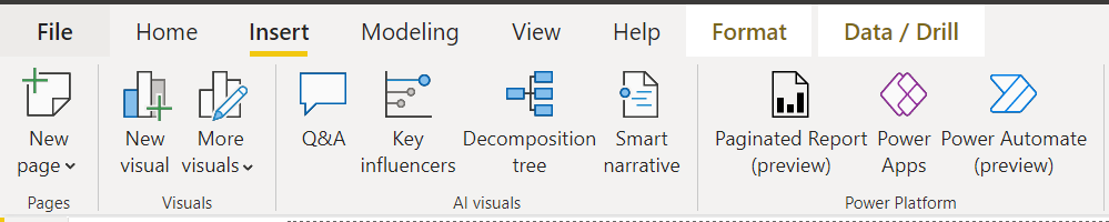 Menu item in Power BI