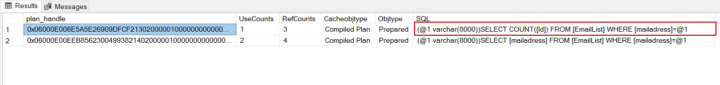 Shows the query plan cache